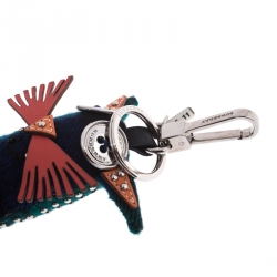 Burberry Multicolor Wool and Leather Rufus Cat Key Ring / Bag Charm
