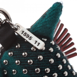 Burberry Multicolor Wool and Leather Rufus Cat Key Ring / Bag Charm