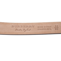 Pre Owned Burberry Blue Leather Reese Slim Belt 80CM