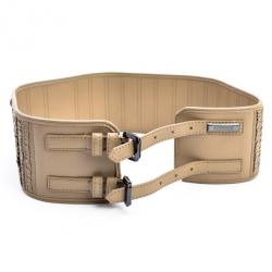 Pre Owned Burberry Beige Leather Double Buckle Wide Belt 80 CM