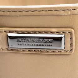 Pre Owned Burberry Beige Leather Double Buckle Wide Belt 80 CM