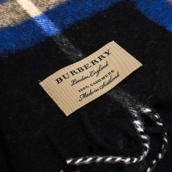 Burberry Bright Cobalt The Classic Check Cashmere Scarf 