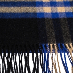 Burberry Bright Cobalt The Classic Check Cashmere Scarf 