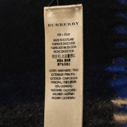 Burberry Bright Cobalt The Classic Check Cashmere Scarf 