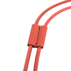 Pre Owned Burberry Coral Pink Leather Lanyard Key Ring