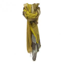 Pre Owned Burberry Yellow Novacheck Square Scarf