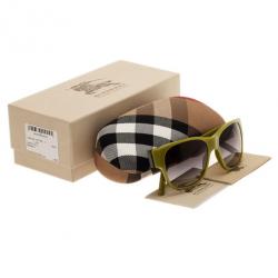 Pre Owned Burberry Lime Green Square Sunglasses