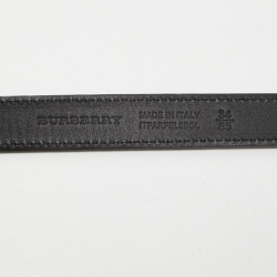 Pre Owned Burberry Black Leather D-Ring Skinny Belt 85CM