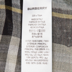 Pre Owned Burberry Green Vintage Check Wool and Silk Gauze Fringed Scarf