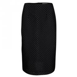Pre Owned Burberry London Black Circular Textured Pencil Skirt S