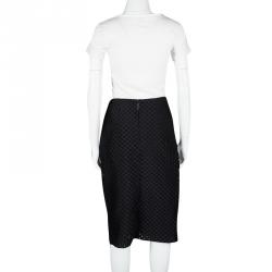 Pre Owned Burberry London Black Circular Textured Pencil Skirt S