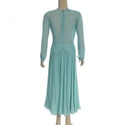 مملوكة مسبقًا Burberry Prorsum Green Silk Chiffon Midi Dress S