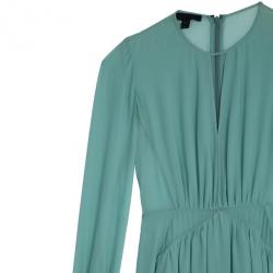 مملوكة مسبقًا Burberry Prorsum Green Silk Chiffon Midi Dress S