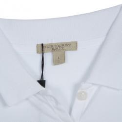 Pre Owned Burberry Brit Cream Checked Cuff Polo Top L