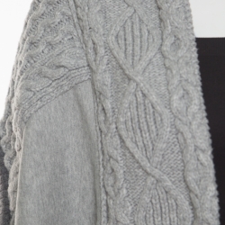 Pre Owned Burberry Grey Melange Cable Knit and Jersey Paneled Poncho ( One Size )