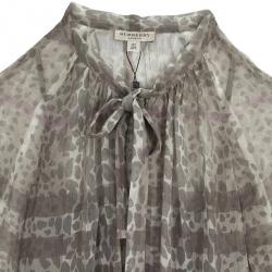 Pre Owned Burberry Printed Chiffon Top XS