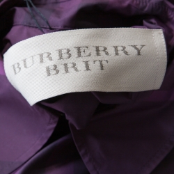 Pre Owned Burberry Brit Plum Purple Novacheck Print Double Breasted Coat L