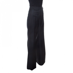Pre Owned Burberry Black Wool Flared Tailored Trousers M 
