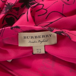 Pre Owned Burberry Pink Doodle Printed Silk Neckar Maxi Skirt L