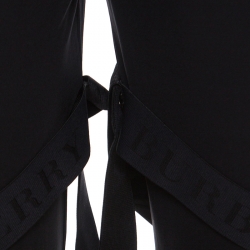Pre Owned Burberry Black Stretch Jersey Strap Detailed Footed Leggings L