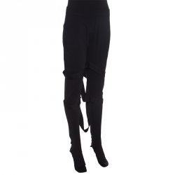 Pre Owned Burberry Black Stretch Jersey Strap Detailed Footed Leggings L