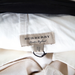 Pre Owned Burberry Off White Linen Cotton Blend Wide Leg Pants M