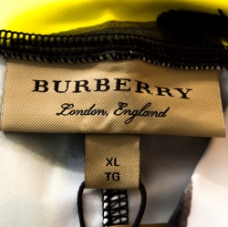 Pre Owned Burberry Yellow Graffiti Logo Print Jersey Stirrup Leggings XL