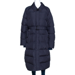 Pre Owned Burberry Navy Blue Goose Down Bridgnorth Quilted Coat XL