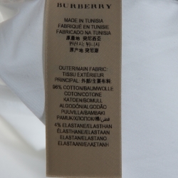 Pre Owned قميص بربري بأكمام طويلة قطن مرن أبيض مقاس وسط (ميديوم)