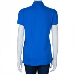 مملوكة مسبقًا Burberry Blue Peter Pan Collar Polo T-Shirt XL