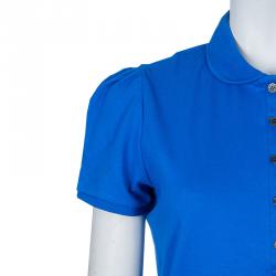 مملوكة مسبقًا Burberry Blue Peter Pan Collar Polo T-Shirt XL