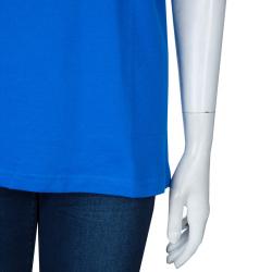 مملوكة مسبقًا Burberry Blue Peter Pan Collar Polo T-Shirt XL