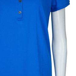 مملوكة مسبقًا Burberry Blue Peter Pan Collar Polo T-Shirt XL