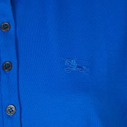 مملوكة مسبقًا Burberry Blue Peter Pan Collar Polo T-Shirt XL