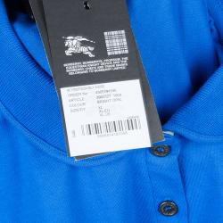 مملوكة مسبقًا Burberry Blue Peter Pan Collar Polo T-Shirt XL