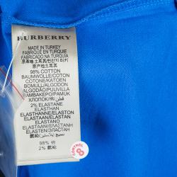 مملوكة مسبقًا Burberry Blue Peter Pan Collar Polo T-Shirt XL