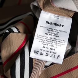 Pre Owned Burberry Beige Icon Striped Pleat Detailed Skirt S