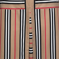Pre Owned Burberry Beige Icon Striped Pleat Detailed Skirt S