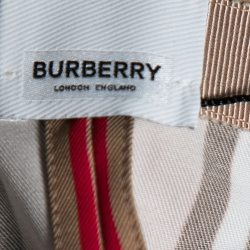 Pre Owned Burberry Beige Icon Striped Pleat Detailed Skirt S