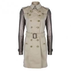Pre Owned Burberry Taupe Metallic Trench Coat S