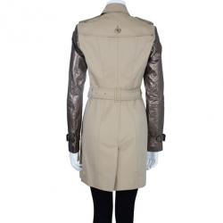 Pre Owned Burberry Taupe Metallic Trench Coat S