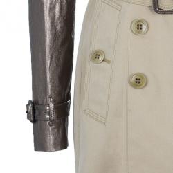 Pre Owned Burberry Taupe Metallic Trench Coat S