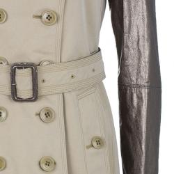 Pre Owned Burberry Taupe Metallic Trench Coat S