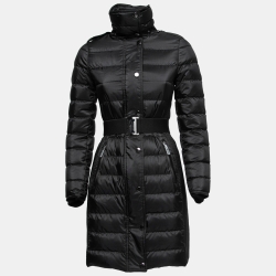 مملوكة مسبقًا Burberry Black Synthetic Belted Quilted Puffer Jacket XS