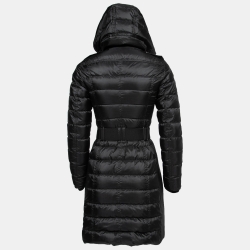مملوكة مسبقًا Burberry Black Synthetic Belted Quilted Puffer Jacket XS