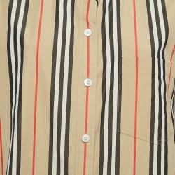 Burberry Beige Striped Cotton Button-Down Shirt L