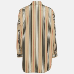 Burberry Beige Striped Cotton Button-Down Shirt L