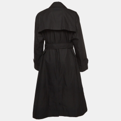 Pre Owned Burberry Black Gabardine Swingate Belted Trench Coat M