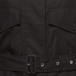 Pre Owned Burberry Black Gabardine Swingate Belted Trench Coat M