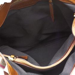 Pre Owned Burberry Brown House Check Canvas Medium Bridle Gosford Hobo